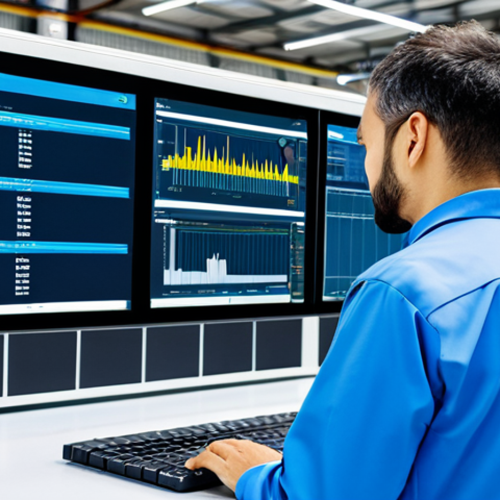 Automated Production Line Monitoring**

"A professional engineer in a clean, modern factory, monitoring a fully automated production line on a large screen displaying real-time data analytics, fully clothed in appropriate attire, safe for work, perfect anatomy, natural proportions, professional industrial photography, well-lit environment, modest attire, showcasing advanced technology, appropriate content."

**