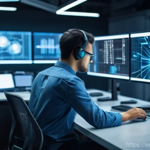 자동화 엔지니어로서의 성장 전략 - **Prompt:** A focused, determined automation engineer, mid-30s, with a diverse background, intensely...