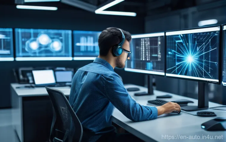 자동화 엔지니어로서의 성장 전략 - **Prompt:** A focused, determined automation engineer, mid-30s, with a diverse background, intensely...