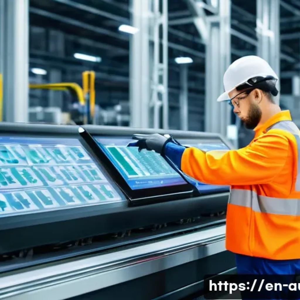 IoT 기반 공장자동화 실무 - A high-tech factory floor with numerous smart sensors visibly attached to industrial machines and co...