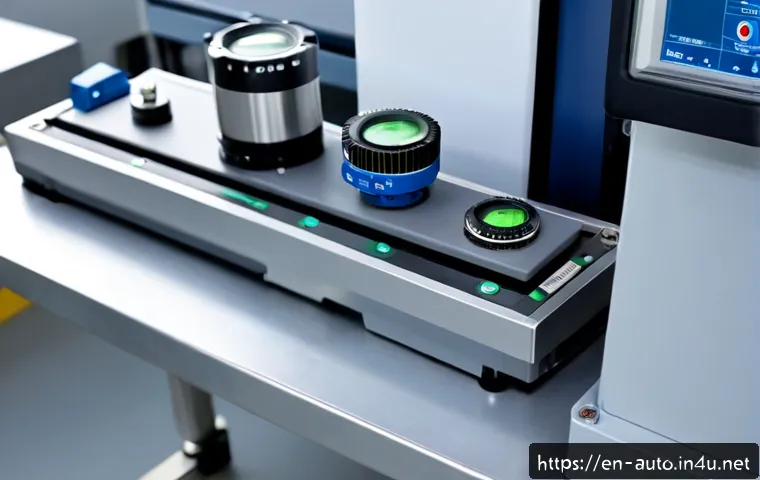 Home 17 자동화 설비에 적합한 센서 선택 - Photorealistic industrial automation workstation, close-up comparison of three unbranded sensors on ...
